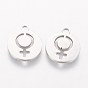 201 Stainless Steel Charms, Flat Round with Female Gender Sign
