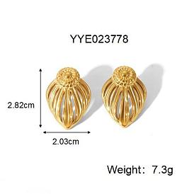 Серьги-гвоздики из нержавеющей стали в форме листа во французском стиле для женщин, реальный 304 k позолоченный