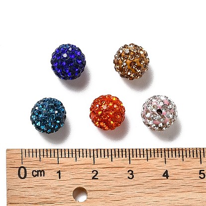 Glass Rhinestone Clay Pave Round Beads, PP15(2.1~2.2mm), 6 Rows Rhinestone, 10mm, Hole: 1.8mm