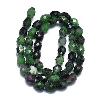 Natural Ruby in Zoisite Beads Strands, Faceted, Teardrop