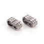 201 Stainless Steel Slide Charms/Slider Beads, For Leather Cord Bracelets Making, Peanut Shape with Line Pattern