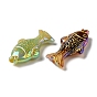 Plating Opaque Acrylic Beads, Golden Metal Enlaced, Fish