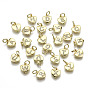 Brass Micro Pave Clear Cubic Zirconia Charms, with Jump Ring, Heart with Letter, Real 16K Gold Plated, Nickel Free