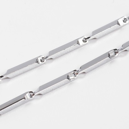 Stainless Steel Bar Link Chain Necklaces, with Lobster Claw Clasps, 17.9 inch(45.7cm), 2mm