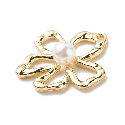 Alloy Pendants, with Imitation Pearl Acrylic Beads, Flower
