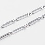 Stainless Steel Bar Link Chain Necklaces, with Lobster Claw Clasps, 17.9 inch(45.7cm), 2mm