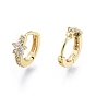 Clear Cubic Zirconia Flower Hoop Earrings, Ion Plating(IP) Brass Jewelry for Women