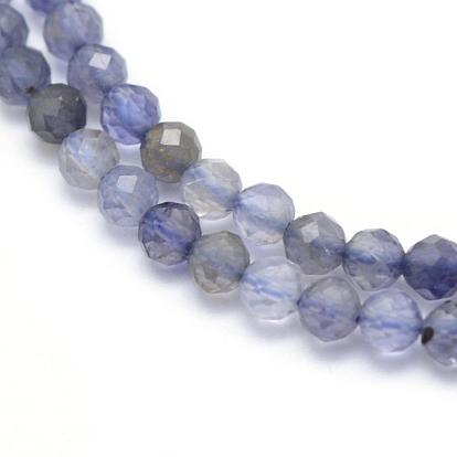 Natural Cordierite/Iolite/Dichroite Beads Strands, Faceted, Round