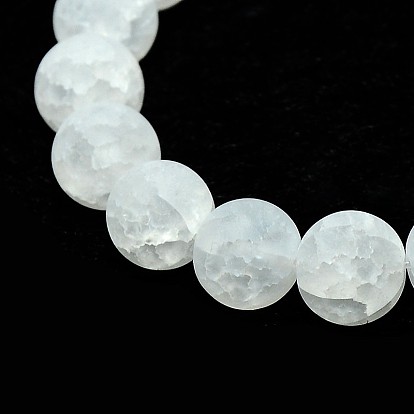 Synthetic Frosted Crackle Quartz Round Beads Strands, Dyed