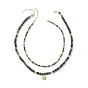 2Pcs 2 Style Crystal Rhinestone Horse Eye Pendant Necklaces Set, Natural Indian Agate Beaded Necklaces for Women