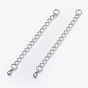 304 Stainless Steel Chain Extender, Curb Chains, with Teardrop Charms