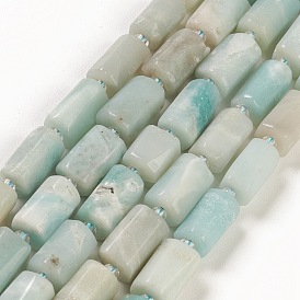 Brins de perles d'amazonite de fleurs naturelles, avec des perles de rocaille, facette, colonne