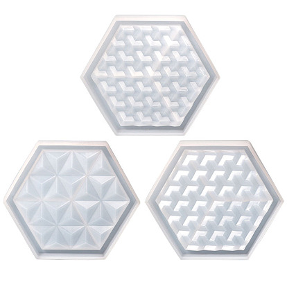 Hexagon Shape Cup Mat Food Grade Silicone Molds, Resin Casting Coaster Molds, for UV Resin, Epoxy Resin Craft Making
