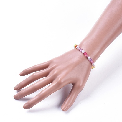 Bracelets enfants stretch en acrylique imitation perle, avec des perles acryliques transparentes de style dépoli, ronde