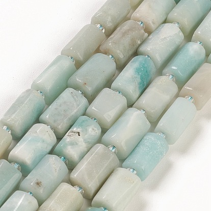 Natural Flower Amazonite Beads Strands, with Seed Beads, Faceted, Column