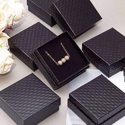 Картонные коробки ювелирных изделий, для кулона, серьги и кольца, с губкой внутри, квадратный