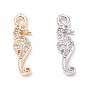 Rack Plating Brass Micro Pave Cubic Zirconia Pendants, Long-Lasting Plated, Sea Horse