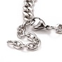 Crystal Rhinestone Rectangle & Cross Link Bracelet, Two Tone 304 Stainless Steel Jewelry for Men Women