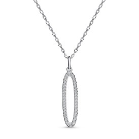 TINYSAND  inch O inch  Shaped 925 Sterling Silver Cubic Zirconia Pendant Necklaces, 16.42 inch