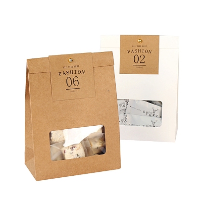 Rectangle Paper Bags with Clear Window, No Handle, for Gift Food Packaging