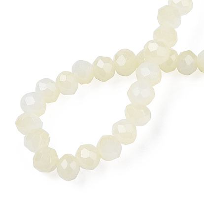 Two-Tone Imitation Jade Glass Beads Strands, Faceted, Rondelle