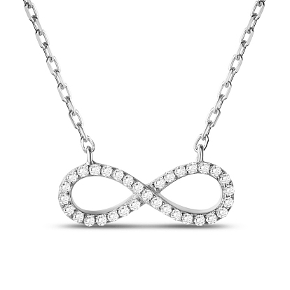 Tinysand 925 collares con colgante infinito de diamantes de imitación de plata esterlina, plata, 17 pulgada