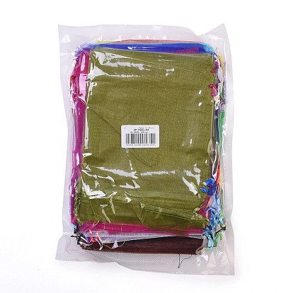 Rectangle Organza Gift Bags, Jewelry Packing Drawable Pouches, with Vacuum Packing, 17x23cm
