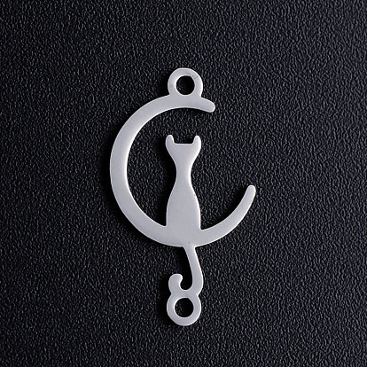 201 connecteurs de liens chaton en acier inoxydable, croissant de lune en forme de chat