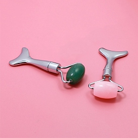 Natural Gemstone Single-end Facial Rollers, Single Head Eye Facial Massager Skin Care Tools