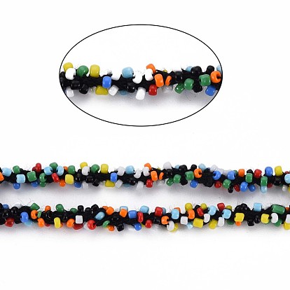 Polyester Cord, with Glass Seed Beads