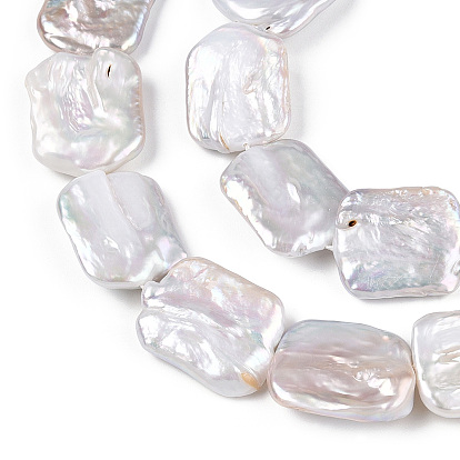 Perles de nacre naturelle brins Keshi, perle de culture d'eau douce, perles baroques, rectangle