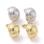 Brass Textured Half Round Stud Earrings, Half Hoop Earrings for Women, Cadmium Free & Lead Free