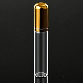 Recipientes de cuentas de vidrio con tapa de rosca de color dorado., botellas dispensadoras de columna