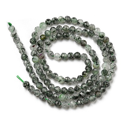 Naturels verts quartz rutile brins de perles, AA grade, ronde à facettes
