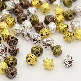 Toupie de perles d'entretoise de style tibétain, 6.5x7.5mm, trou: 1 mm, environ 320 pcs / 200 g
