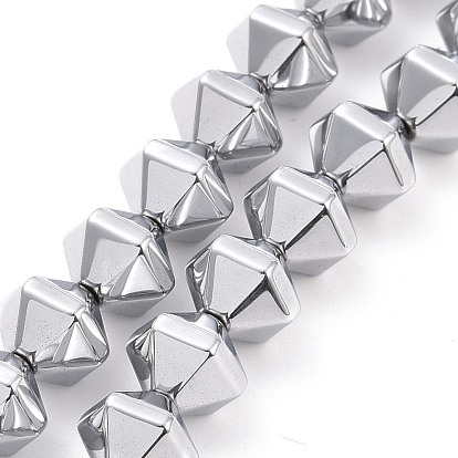 Electroplated Non-magnetic Synthetic Hematite Beads Strands, Faceted, Bicone