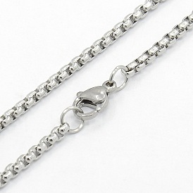 Men's 304 Stainless Steel Box Chain Necklaces, with Lobster Claw Clasps