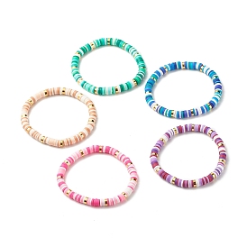 Polymer Clay Heishi Beads Stretch Bracelet, Surfering Bracelet for Women