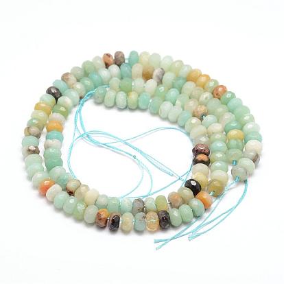 Brins de perles rondelles amazonite fleur naturelle à facettes