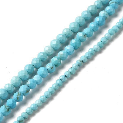 Natural Howlite Beads Strands, Dyed, Faceted, Round