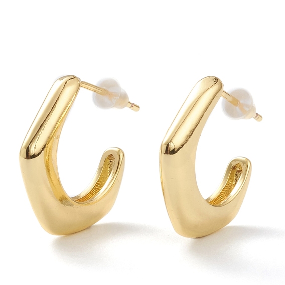 Серьги-кольца из латуни, со стальными штифтами и пластиковыми гайками для ушей, долговечный