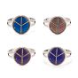 Mood Ring, Flat Round with Peace Sign Epoxy Adjustable Ring, Temperature Change Color Emotion Feeling Alloy Jewelry for Women, Platinum