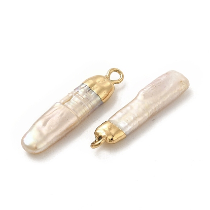 Colgantes de perlas keshi naturales barrocas, encantos del rectángulo, con instrumentos de viento