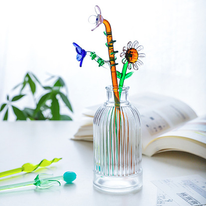 Decoración floral de vidrio hecha a mano, adorno de arreglo de jarrón de vidrio