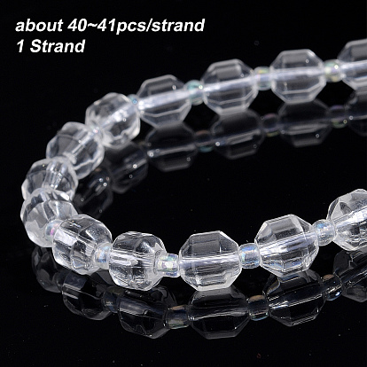 Olycraft 1 Strand Synthetic Quartz Beads Strands, with Seed Beads, Faceted, Polygon
