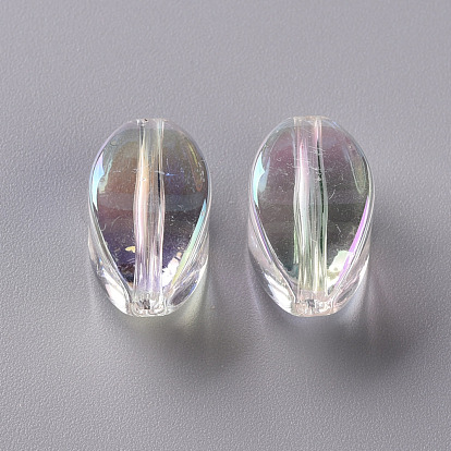 Transparent Acrylic Beads, AB Color Plated, Oval