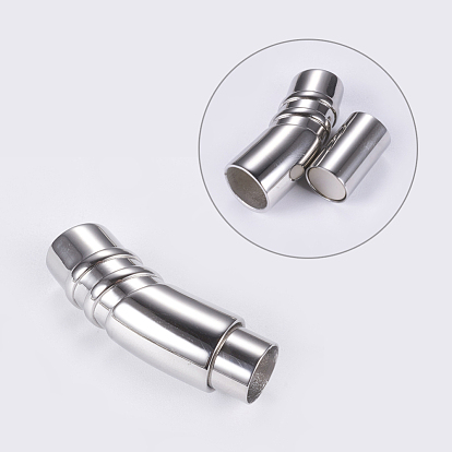 304 Stainless Steel Magnetic Clasps with Glue-in Ends, Smooth Surface, Column