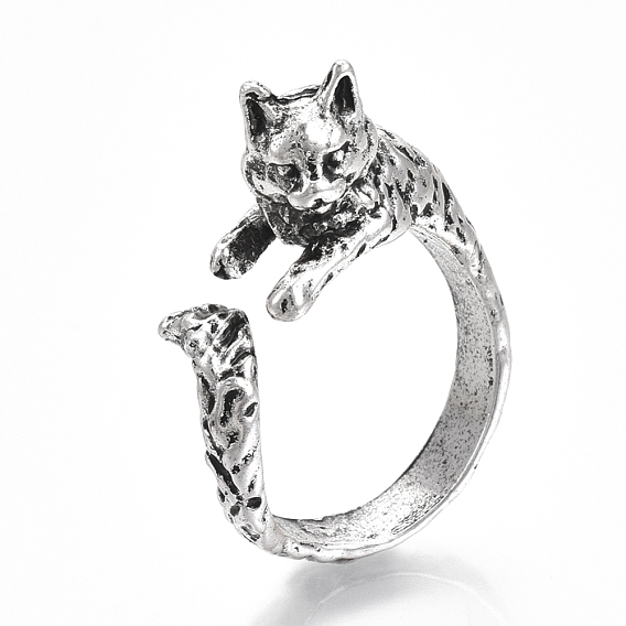 Регулируемые кольца манжеты из сплава тибетского стиля, открытые кольца, форма кошки