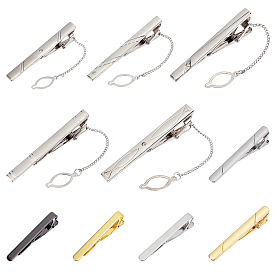 Nbeads 10Pcs 10 Style Brass Tie Clips, Rectangle with 1-Hole