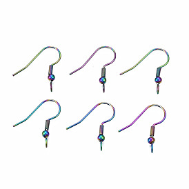 304 Stainless Steel Earring Hooks, Ear Wire with Beads and Vertical Loop